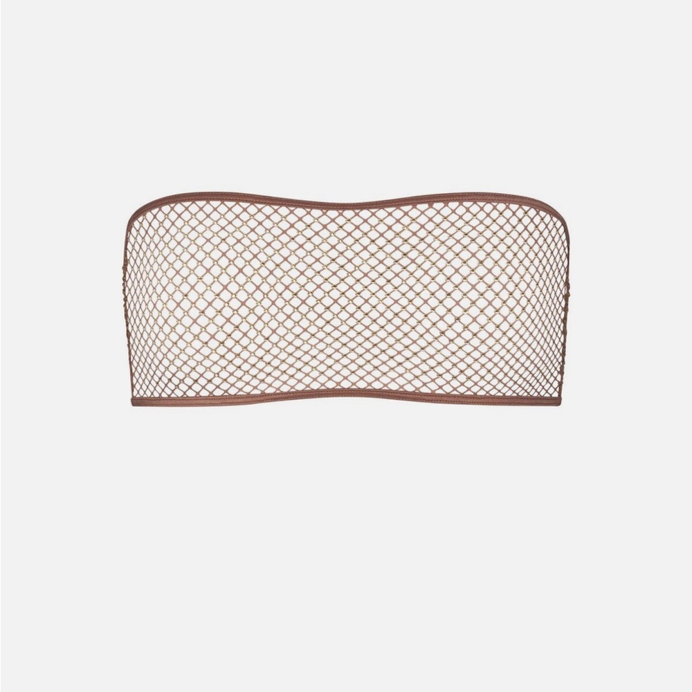 Swarovski x Skims Stretch Net Bandeau Top in Nude